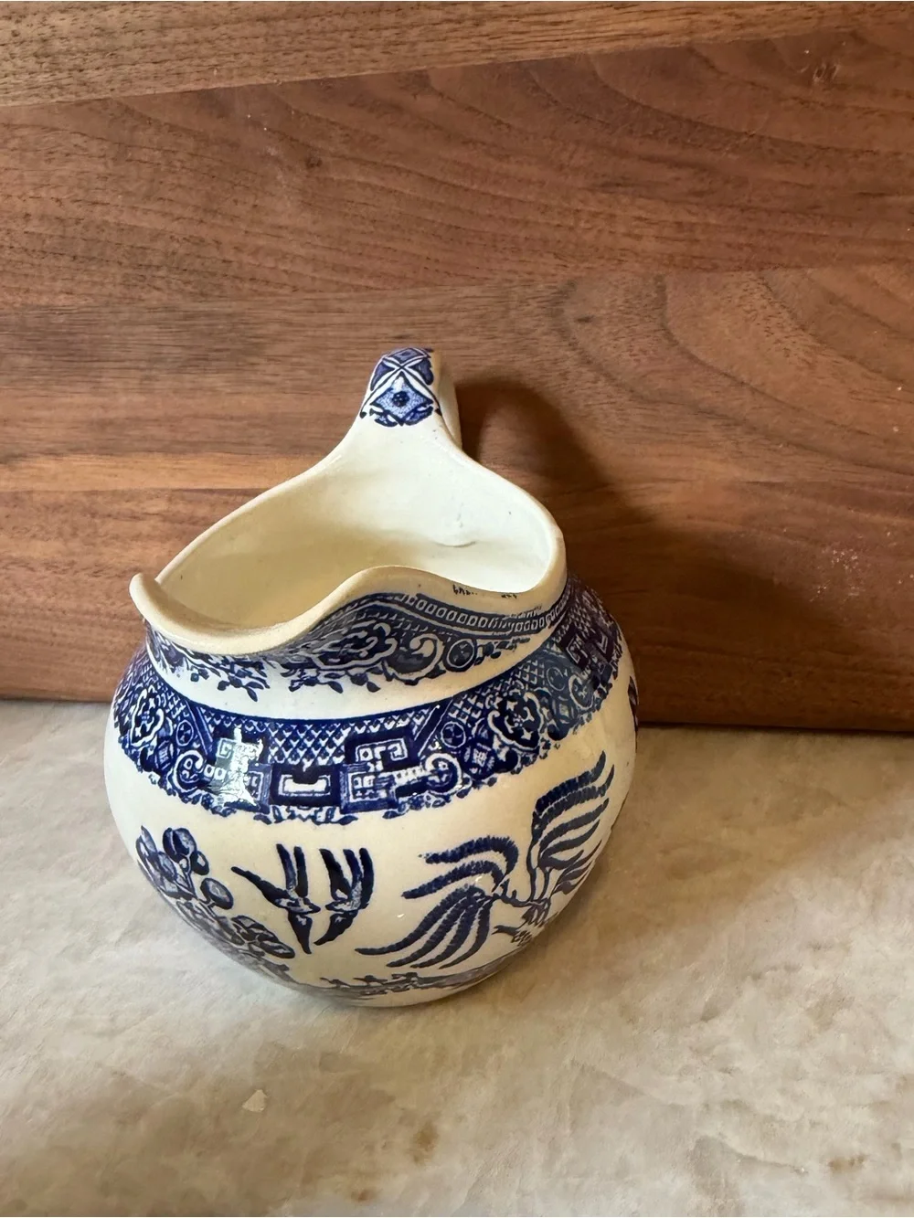 Vintage blue Willow gravy server